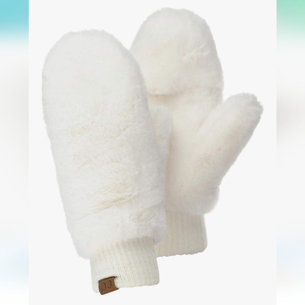 C.C Women's Faux Fur Wrist Fingerless Sherpa Lined Convertible Mittens Gloves